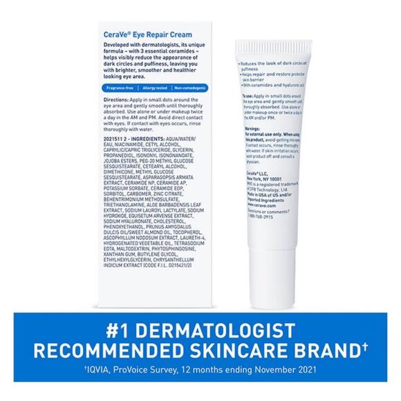 Cerave Eye Repair Cream Minimize Dark Circles & Puffy Under Eyes - Picture 5 of 7